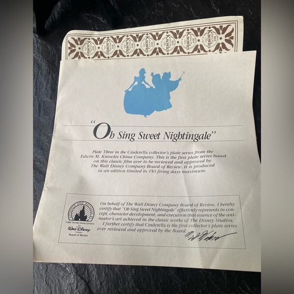 Walt Disney « Cinderella » Collector plate - Oh Sing Sweet Nightingale - Picture 3 of 8